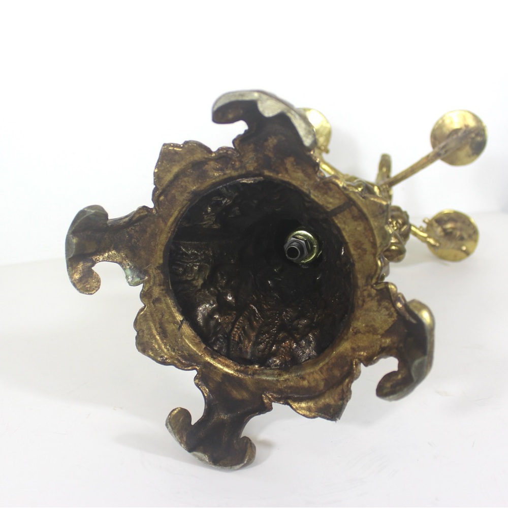 Antique Gilt Brass or Bronze Candelabra with Cherubs, Gold Candle Holder - Picture 9 of 10
